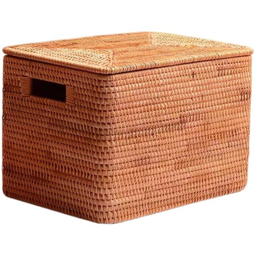TB315植物藤编60大筐带盖带提手零食大号收纳箱尺寸：60*40*40cm
