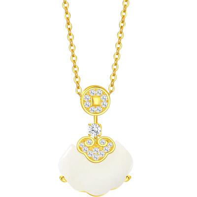 潮宏基倾玉s925银玉髓和田玉套链