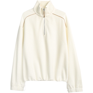 布景卫衣女2026年春季新品简约立领可收下摆设计宽松上衣外套0023