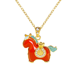 宫里上新马上有钱项链女小马吊坠红玛瑙生肖马红色生日本命年礼物
