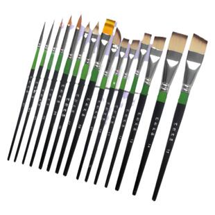 彩绘刷艺彩文墨新款15支彩绘刷 平头斜头排笔 勾线笔 进口达芬奇