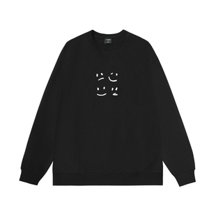 450g重磅嘿马七作美式春秋情绪印花套头圆领卫衣男宽松休闲上衣潮