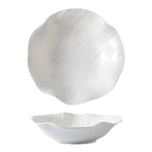 高颜值陶瓷釉下彩盘子异形盘简约石纹深盘荷口碗装菜盘沙拉碗深碗