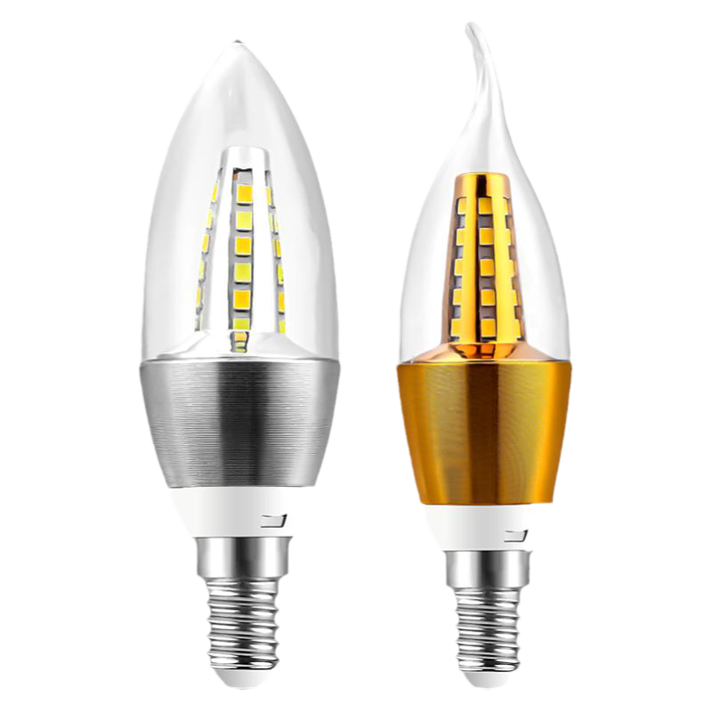 led灯泡e14小螺口拉尾家用蜡烛水晶吊灯节能e27螺纹超亮护眼灯泡