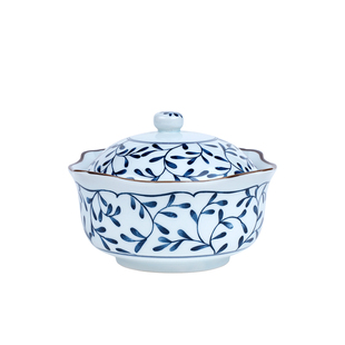 初田日式复古高温釉下彩隔水炖盅带盖碗一人份家用蒸蛋燕窝汤罐