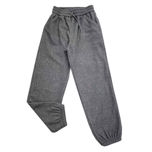 重工闪闪裤加绒束脚休闲裤女2025冬季新款高腰宽松高级感九分裤