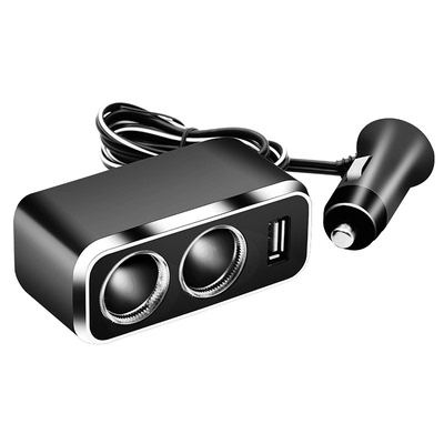 舜威汽车点烟器一拖二带USB延长