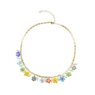 AWE官方正品谭松韵同款琉璃小花珍珠拼接项链宋妍霏鞠婧祎锁骨链