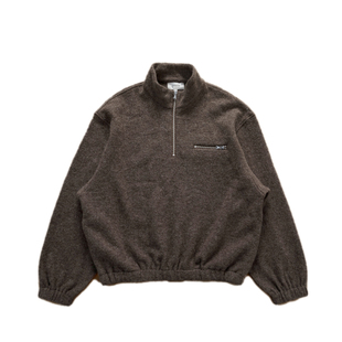 NOFAITH重磅100%羊毛短款卫衣男春季宽松休闲半拉链530G羊毛上衣