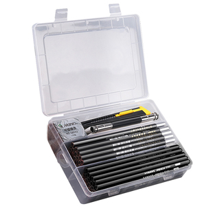 素描笔盒美术生画画绘画用品工具套装大容量彩铅初中生画笔盒子铅笔盒简约收纳炭笔专用透明塑料多功能铅笔盒