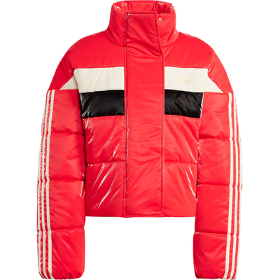 阿迪达斯女士亮面立领棉服