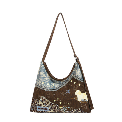 原创焦糖狗帆布包女高级感斜挎包