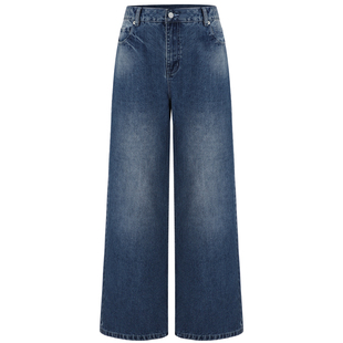 孙文秀studio新宠牛显高显瘦显腿长!阔腿百搭无弹磨毛牛仔裤女士