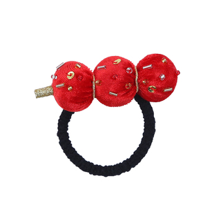 新年可爱喜庆糖葫芦发夹丝绒红色发箍过年头饰夹子儿童发圈发饰
