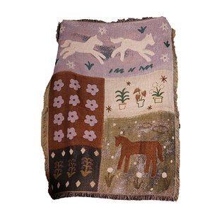 GRAFREE中古小马挂毯装饰沙发毯针织毯子盖毯毛毯生日礼物女生