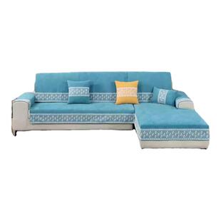 雪尼尔四季通用防滑防猫抓沙发垫靠背坐垫整张通铺沙发巾贵妃定做