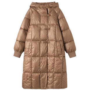 300斤泡芙感小众遮肉长款大衣胖莹莹特大码女装冬季连帽面包棉服