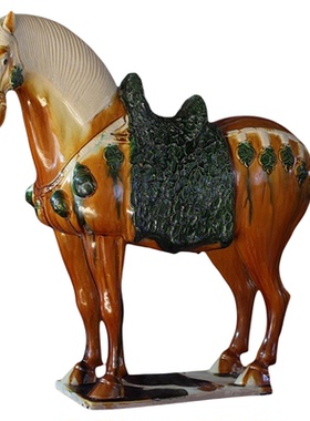 唐三彩陶瓷马到成功摆件仿古马