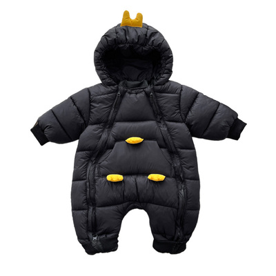 连体衣长爬卡通可爱连帽拉链冬季