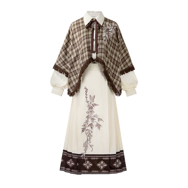 原创设计复古学院风半身裙两件套