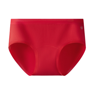 有棵树本命年红色内裤女士桑蚕丝裆中高腰马年结婚内裤红袜子套装