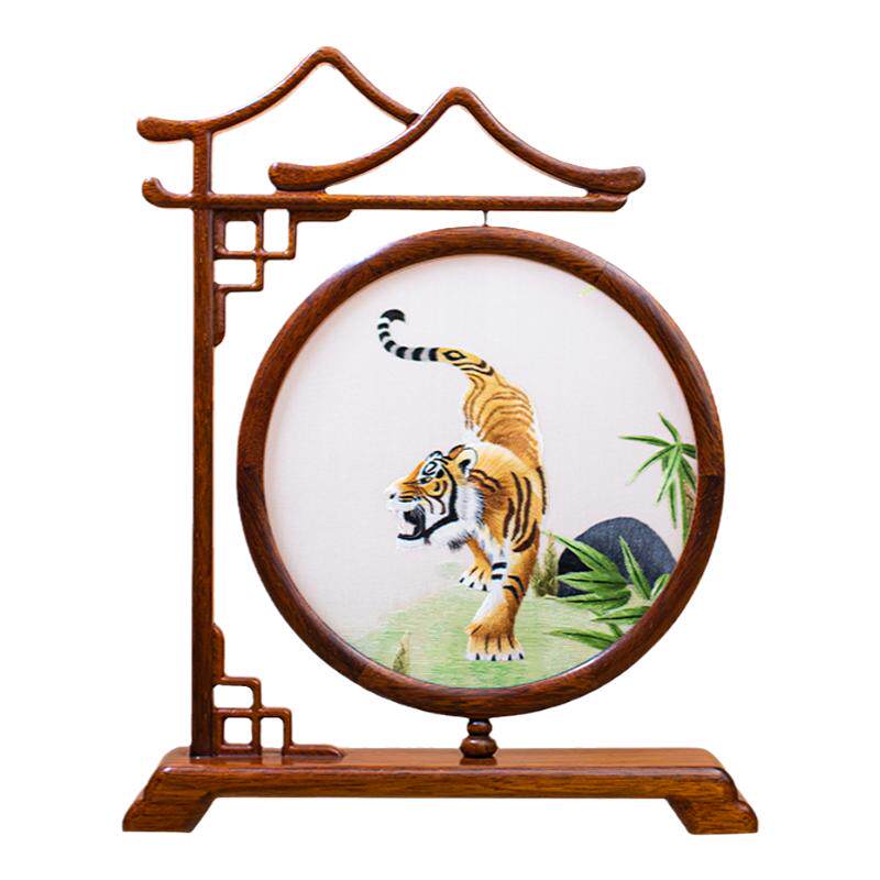 清风雅绣手工双面刺绣老虎