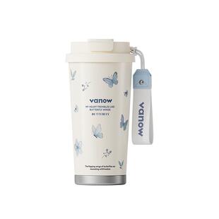 Vanow咖啡保温杯女士2026新款高颜值陶瓷内胆吸管水杯子生日礼物