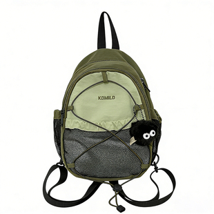 撞色复古斜挎胸包小众轻便迷你双肩包两用户外徒步骑行登山小背包