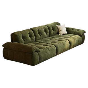 高靠背可调节超宽坐深雪尼尔布艺沙发客厅中古直排云朵棉花糖云漫