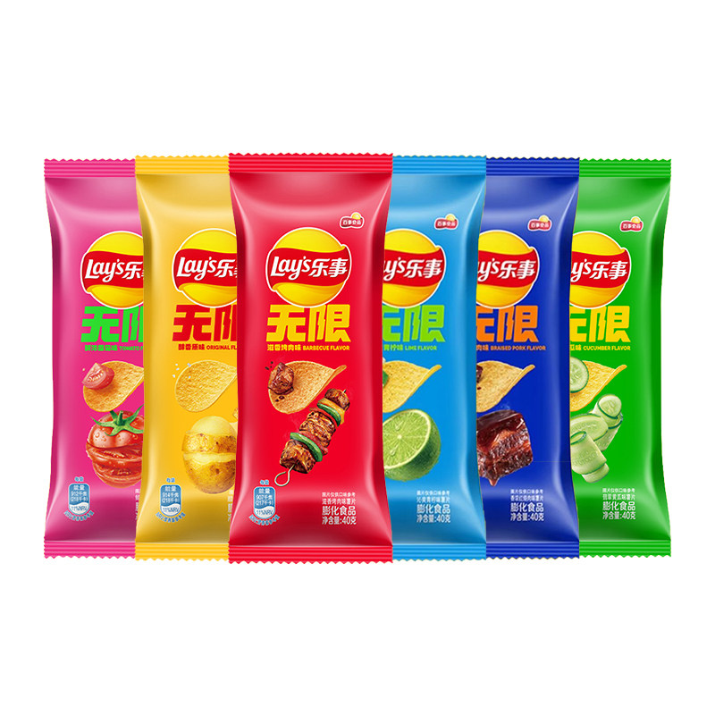 乐事薯片40g*5袋烤肉原味黄瓜红烩红烧肉味抽屉装学生零食大礼包