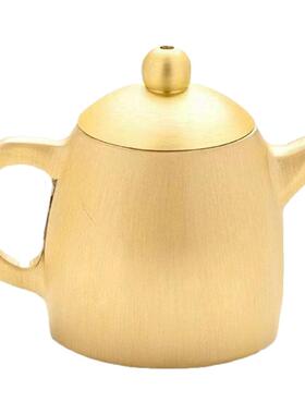 黄铜小水壶地摊小铜器金属摆件铜工艺品办公室茶道茶具纯铜把把壶