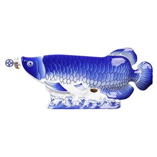 景德镇三斤装青花釉中彩金龙鱼陶瓷酒瓶 3斤密封白酒罐1500ml酒坛