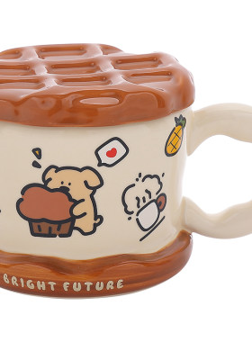 熊谷组创意华夫饼杯子陶瓷马克杯