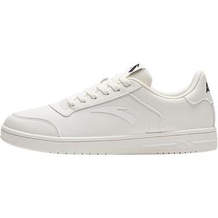 安踏小白鞋板鞋女款2025新款冬季官方正品皮面纯白色休闲运动女鞋