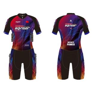 儿童专业速滑服夏短袖中国国旗旗短道训练服骑行服成人连体轮滑服