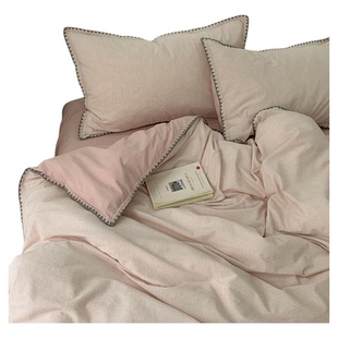 简约全棉床上四件套100纯棉床品被套学生宿舍床单三件套床笠2024