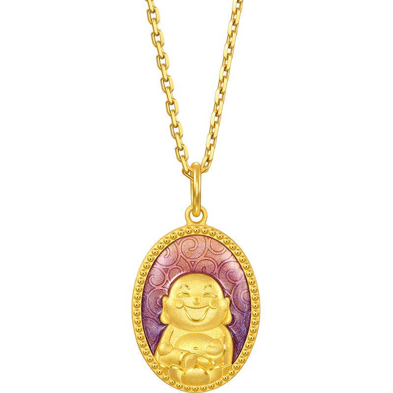 周生生黄金足金生生有礼弥勒佛吊坠项链挂坠94961P计价