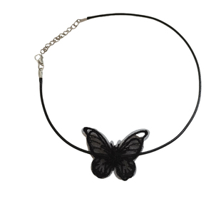 酷二丫脖子choker蕾丝立体蝴蝶项链颈链黑暗风裙子百搭锁骨链黑色