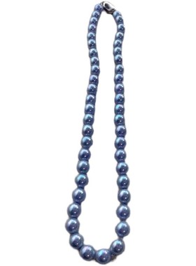 南洋母贝仿珍珠银蓝色锁骨项链