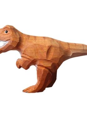 椴木恐龙木雕摆件可爱治愈解压