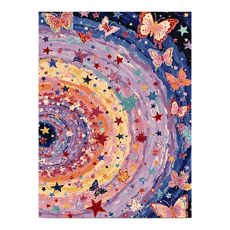 diy手绘数字油画星空彩绘蝴蝶