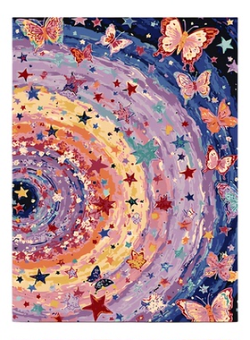 diy手绘数字油画星空彩绘蝴蝶