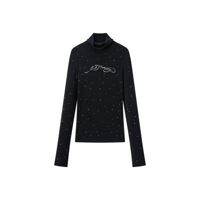 Ed Hardy埃德哈迪2025冬季新款女士紧身烫钻烫珠长袖T恤E1RDW406