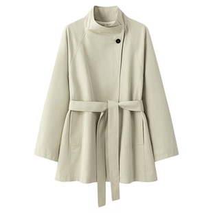 A Memory Inside精梳长绒棉一粒扣风衣外套女小个子2025年新款