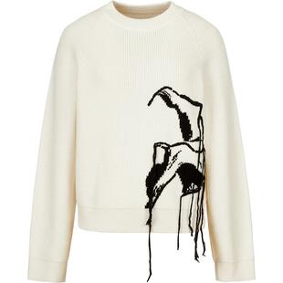 【精工系列】LESS春设计感手工流苏刺绣羊毛圆领针织衫2O1310550