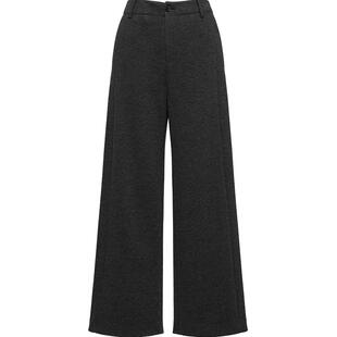 EP雅莹2025新款 含桑蚕丝羊绒保暖竖条纹裤子肌理针织直筒裤6439A