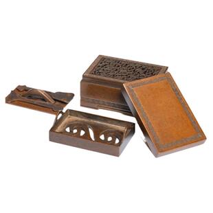 庆松堂苏工铜炉名家胡庆松制迷你长方熏炉复古紫铜炉香篆拓香熏香