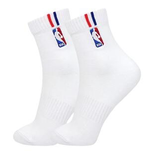 NBA运动休闲袜子男士四季网眼透气吸汗跑步白色加大码篮球棉袜3双