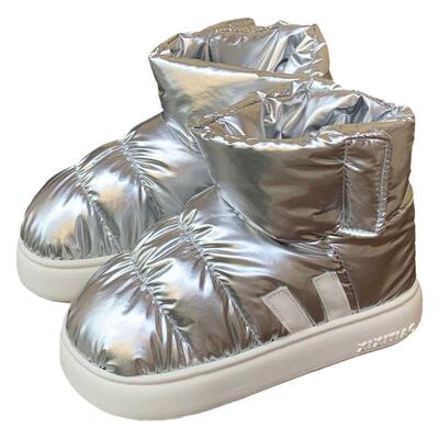 细细条情侣防水羽绒布时尚雪地靴