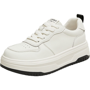 天美意百搭网面透气厚底增高小白鞋女运动板鞋休闲鞋秋季新款